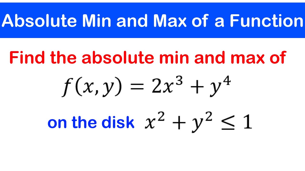 🟡14d - Absolute Minimum and Maximum of Multivariable Functions 4