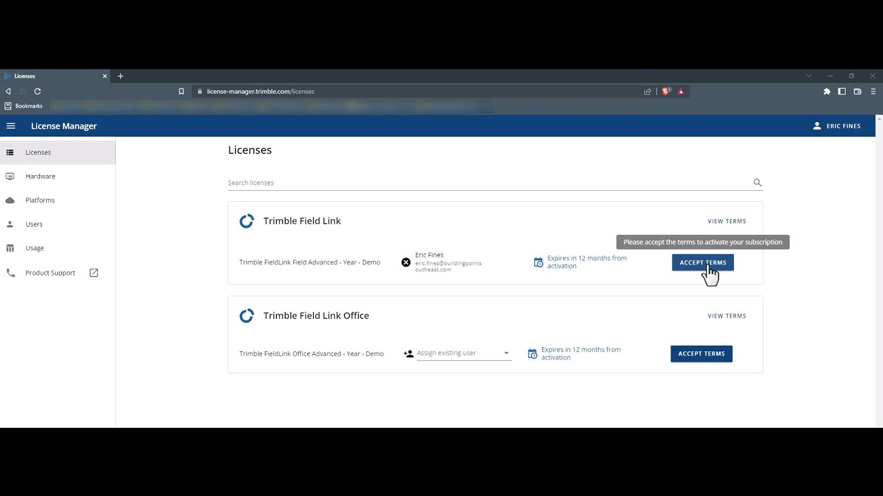 Activating Your Trimble Subscription Licenses