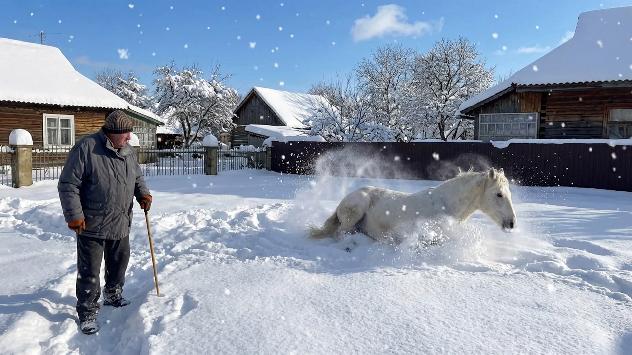 Surviving -25°C in a Village! Heavy Snow❄️ Grandparents and the Horse 🐎