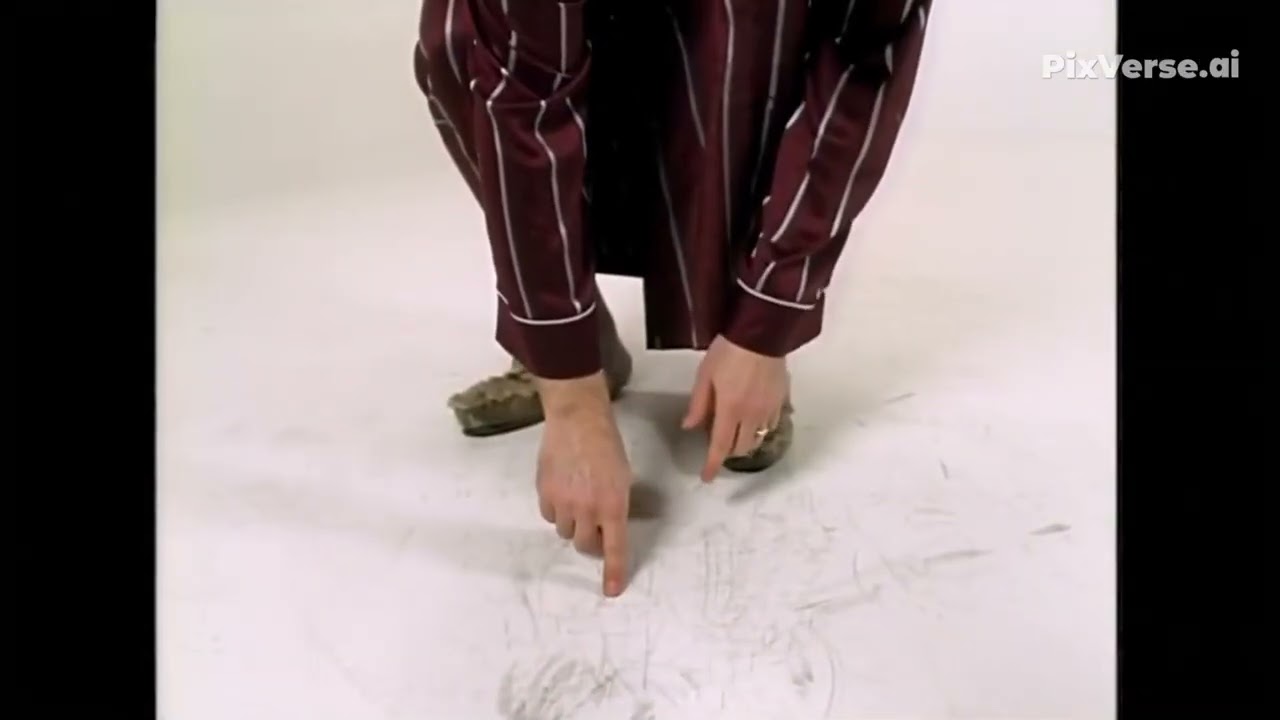 Michael Ross Tapping on the Gray Scratches on the White Floor 