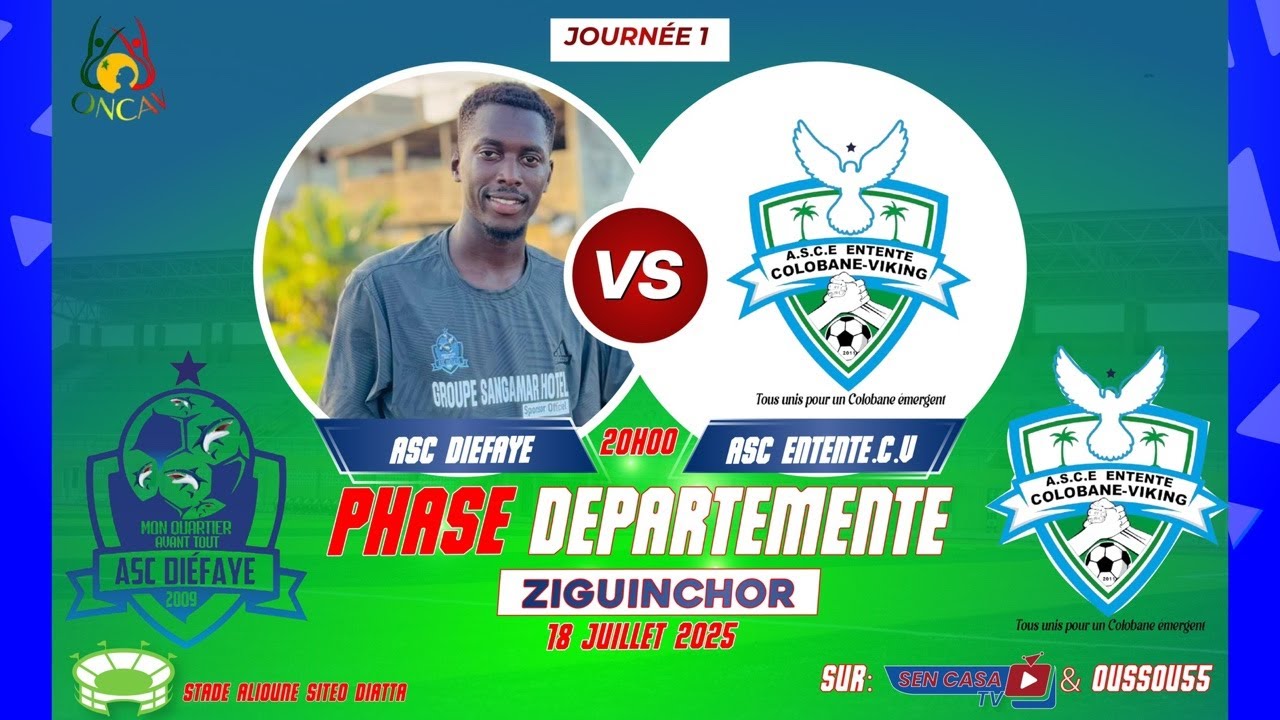 PHASE DEPARTEMENTALE SENIORS: ASC DIEFAYE VS ASC ENTENTE COLOBANE VICKING