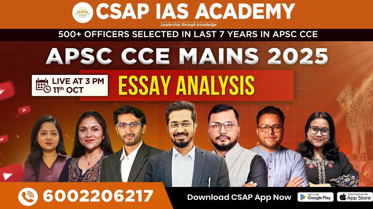 APSC CCE Mains 2024- Essay Paper Analysis | CSAP IAS Academy | CSAP IAS Academy Live
