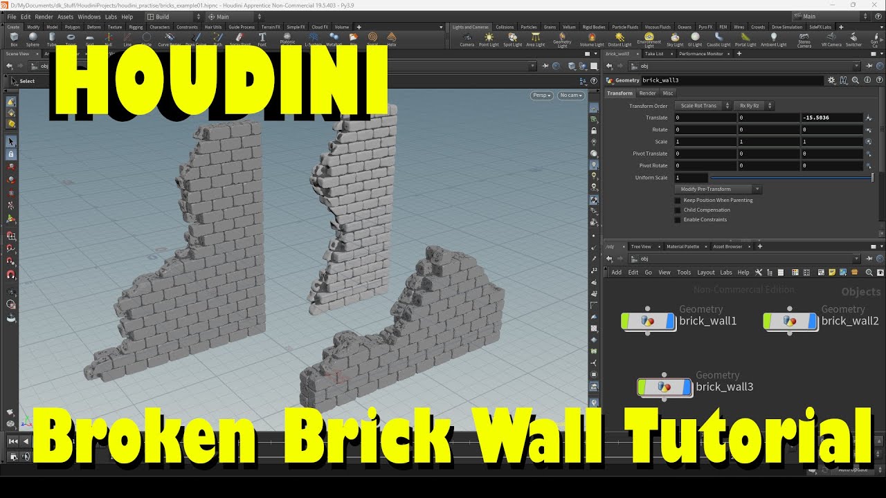 Houdini Broken Brick Wall Tutorial
