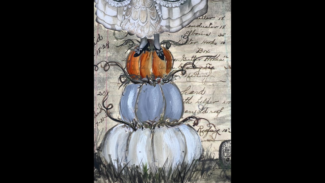 Day 29-pumpkin painting in 30 minutes #junkjournalpages  #30in30days #dinawakleyledgerjournal