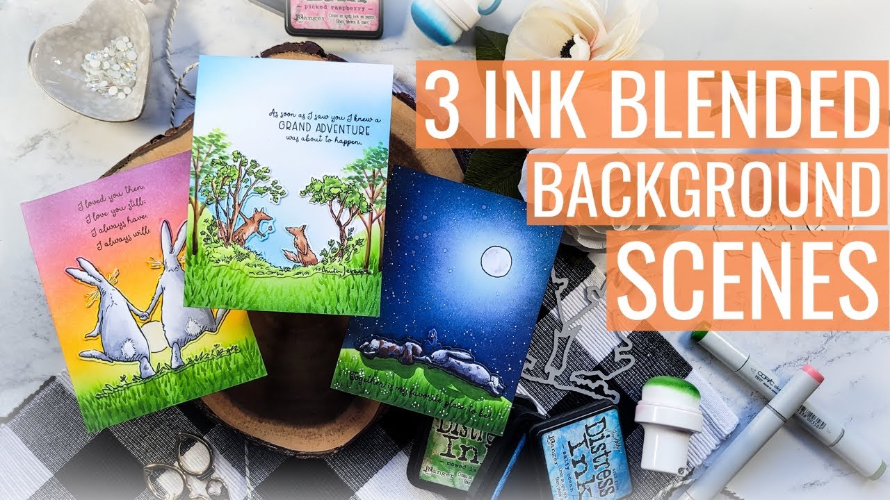 3 Different Ink Blended Background Scenes, Beginner Friendly