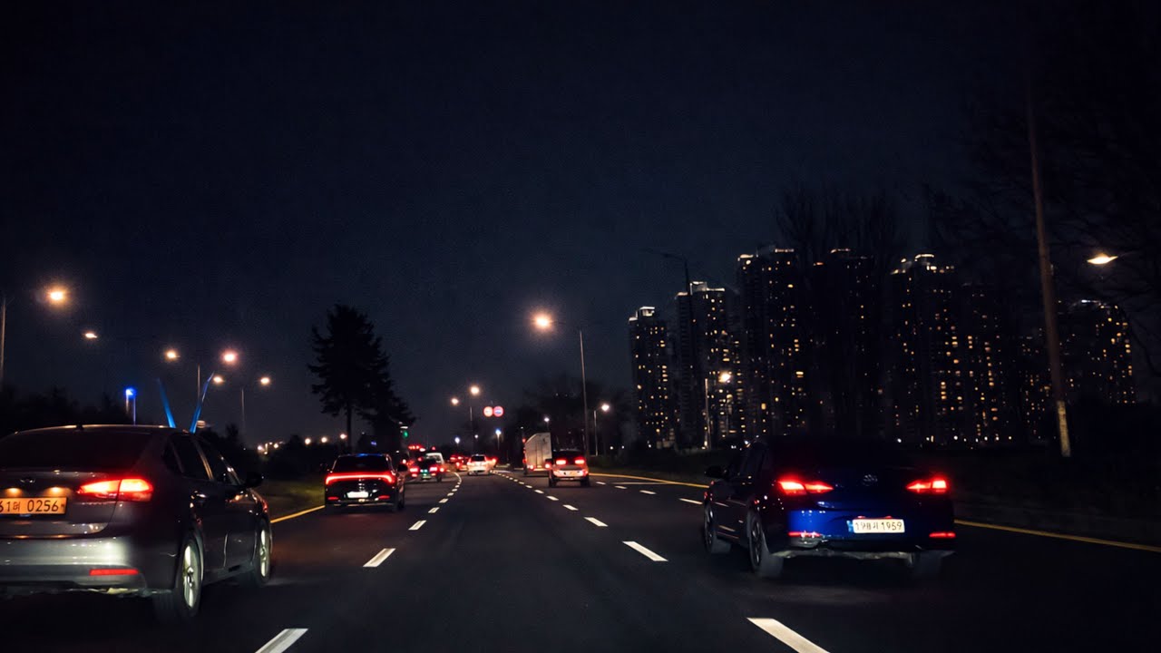 Night Drive from Songdo to Gangnam | Calm Road Ambience to Soothe the Mind | Pure Ambient Sounds