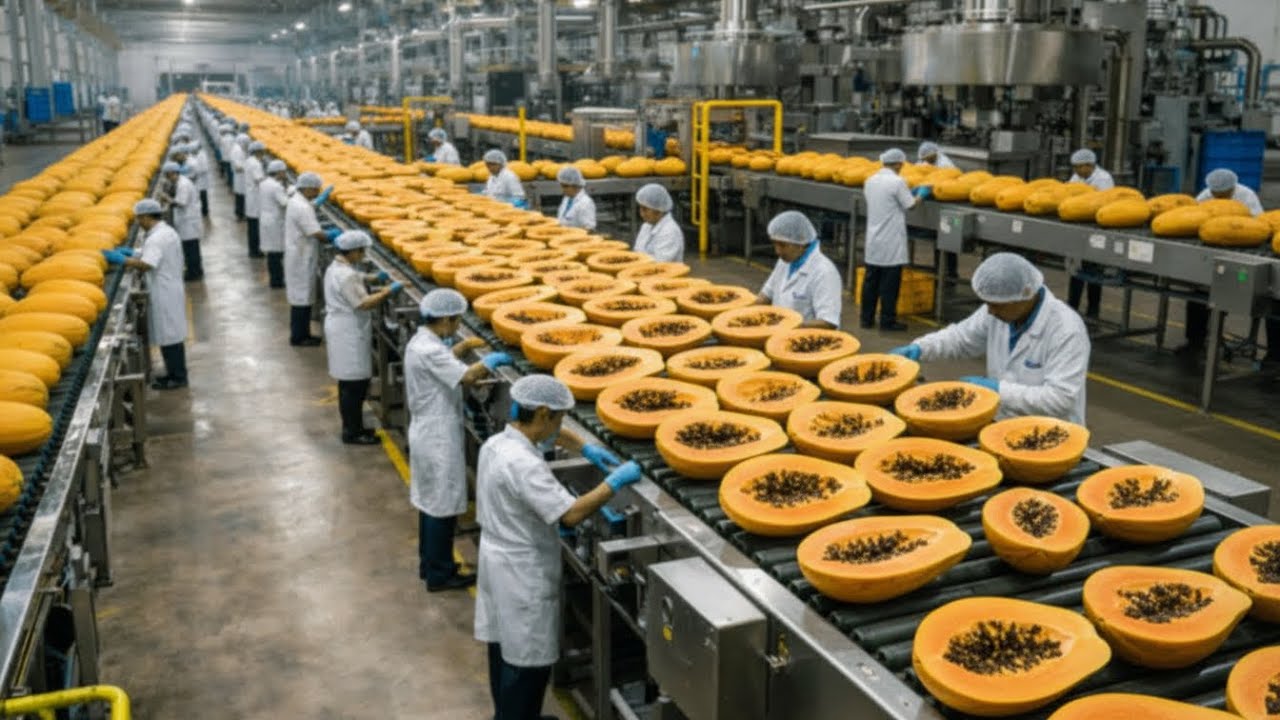 Inside a Modern Papaya Processing Factory: From Papaya Farms to Papaya Juice (Full Process)