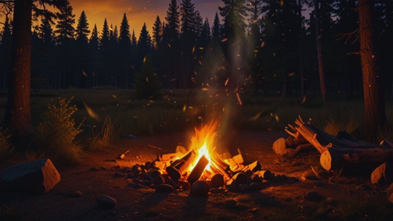 Calm Nature Campfire LIVE – Forest Night