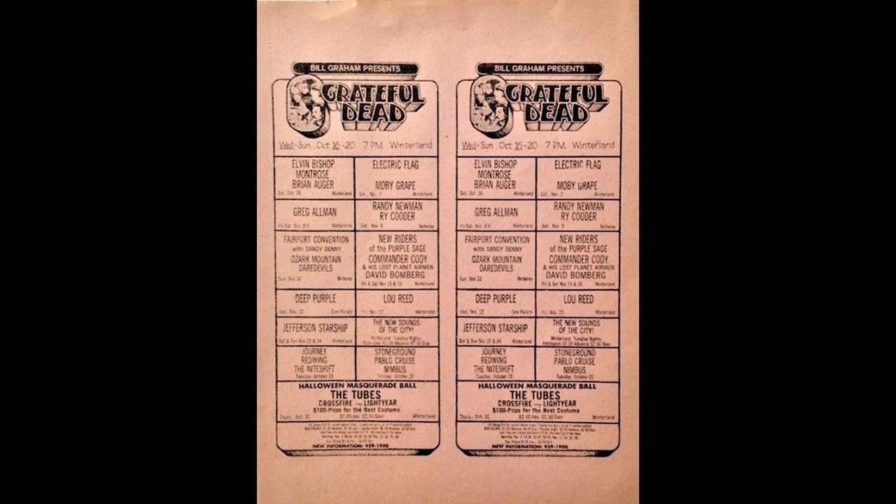 Grateful Dead - 10/16/74 - Winterland Arena - San Francisco, CA - sbd