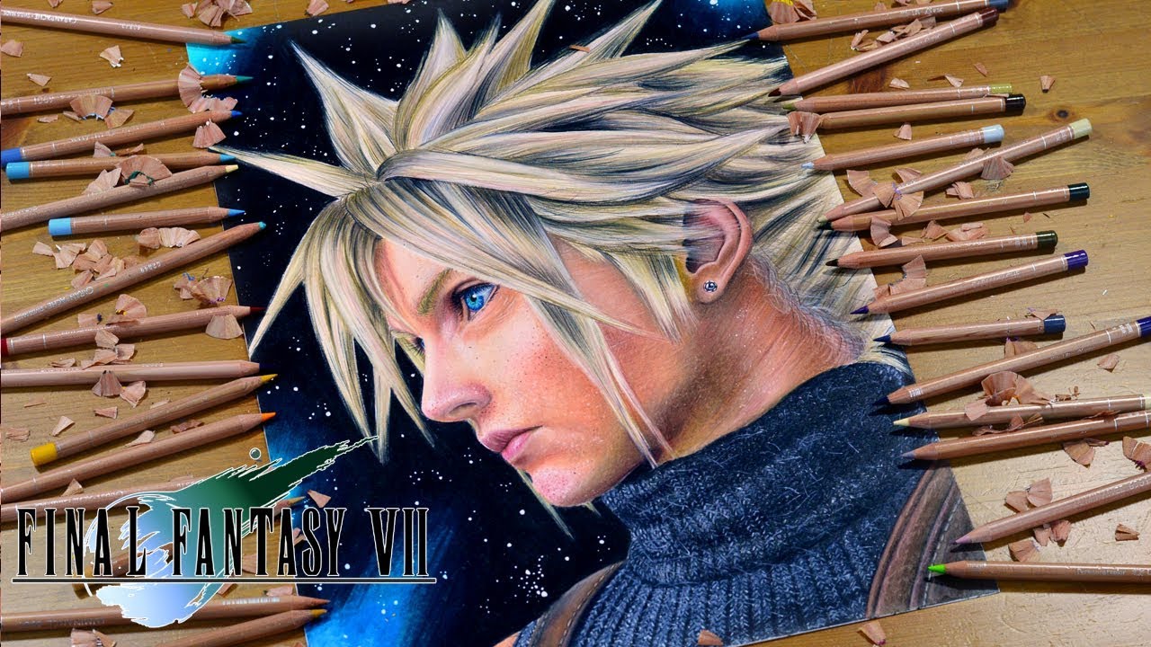Drawing Cloud Strife from FINAL FANTASY VII REMAKE - Square Enix -