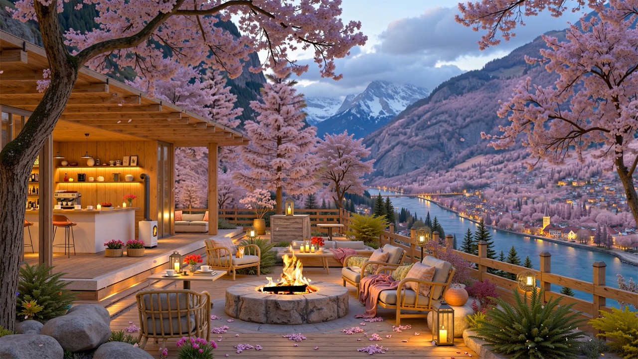 Cherry Blossom Riverside Caf&eacute; Jazz 🌸 Cozy Spring Retreat | Warm Jazz for Relaxing & Peaceful Days ☕