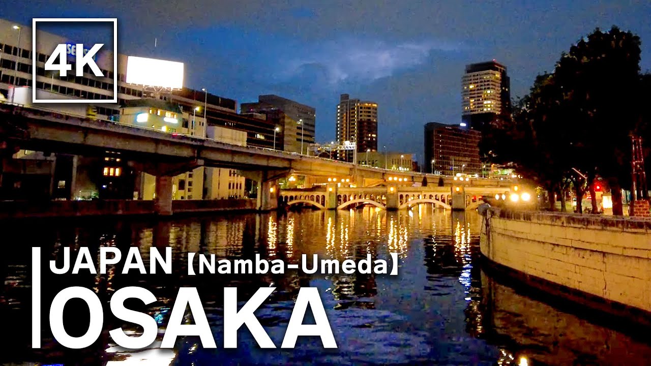 【4K】OSAKA - Night walk to enjoy the shining city from Namba to Umeda | Japan Walking | daily life