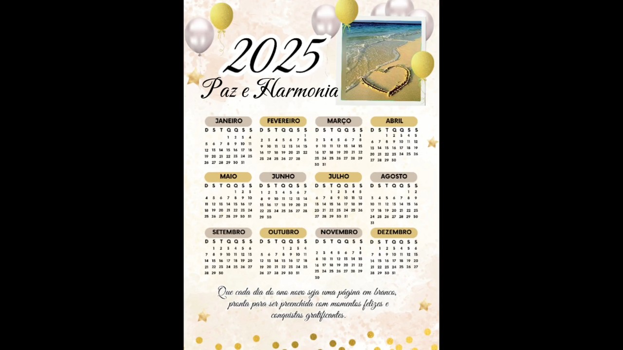 Calend&aacute;rio 2025 #pazeharmonia #calendarios #calendario2025