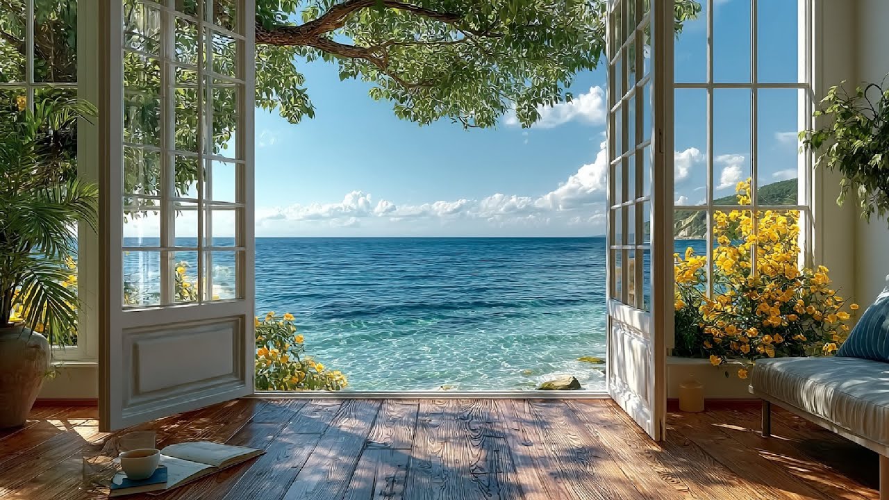 🌊 Coastal Window View | Ocean Waves, Birdsongs & Peaceful Nature Sounds