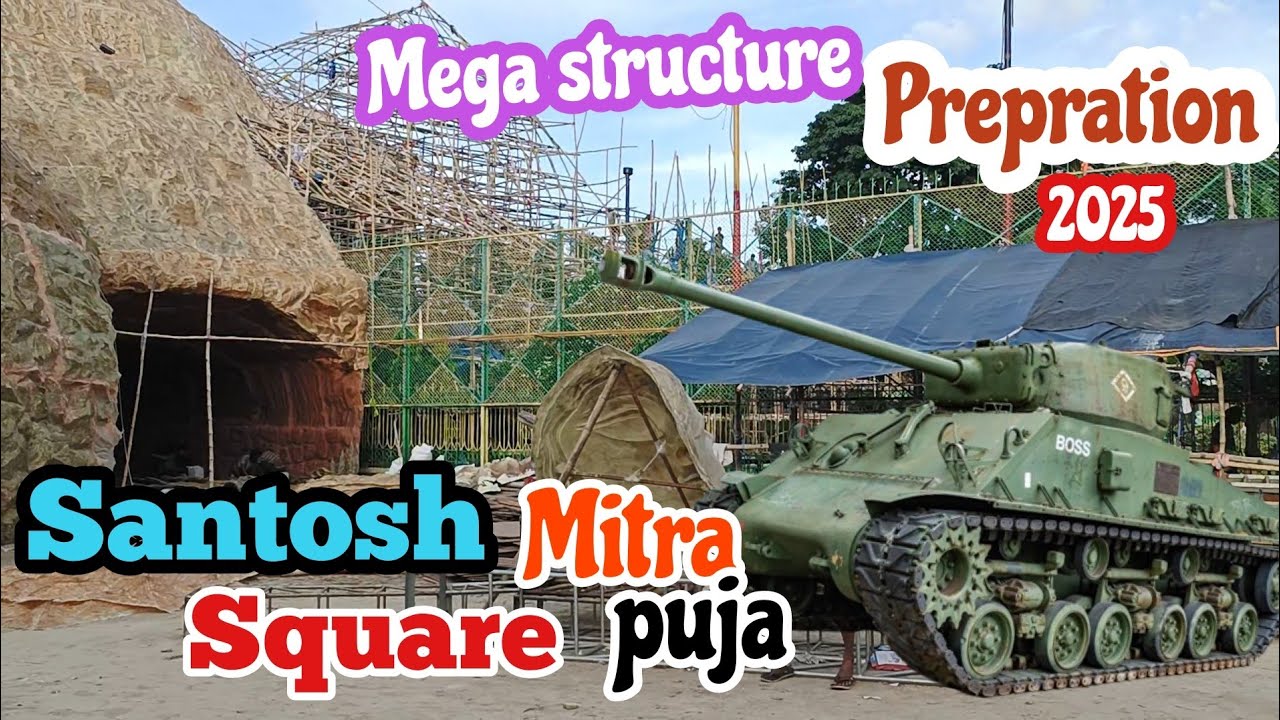 Santosh Mitra Square Durga puja 2025 / Pandal preparation for Durga festival / 