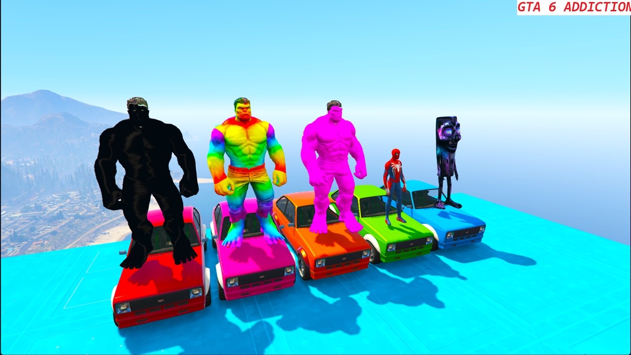 GTA V Superheroes Crazy Race Challenge with Super Cars | GTA V Spiderman Car Stunt Race #13