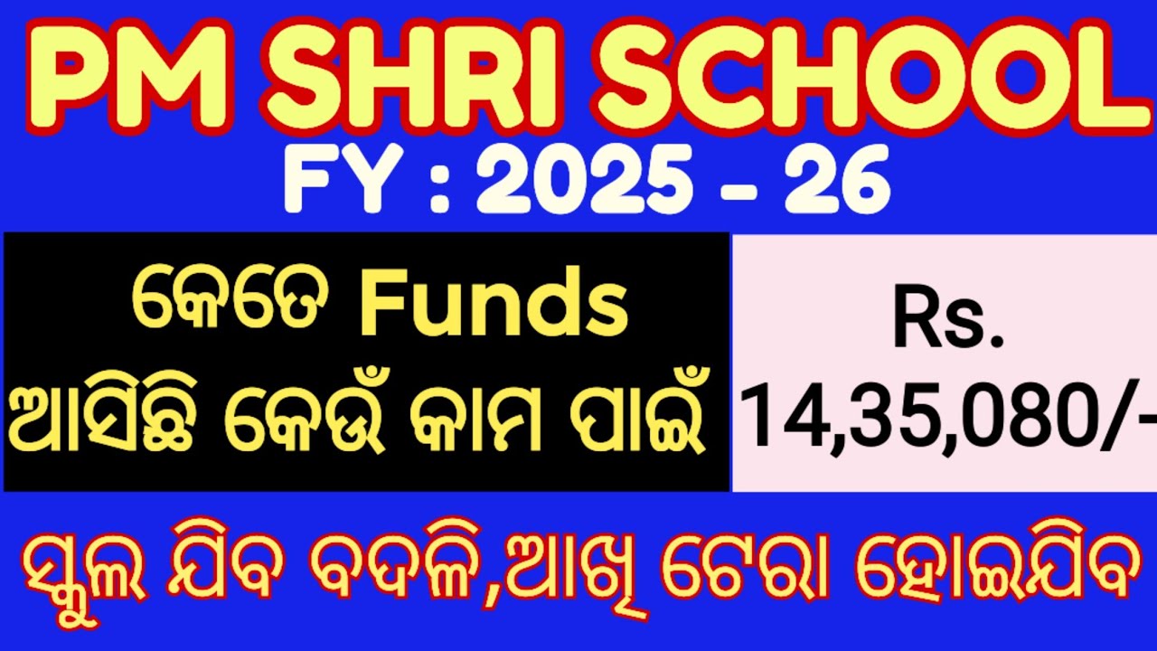 PM SHRI School-wise Fund Allocation 2025-26 | Government of Odisha | ₹14,35,080 per School |