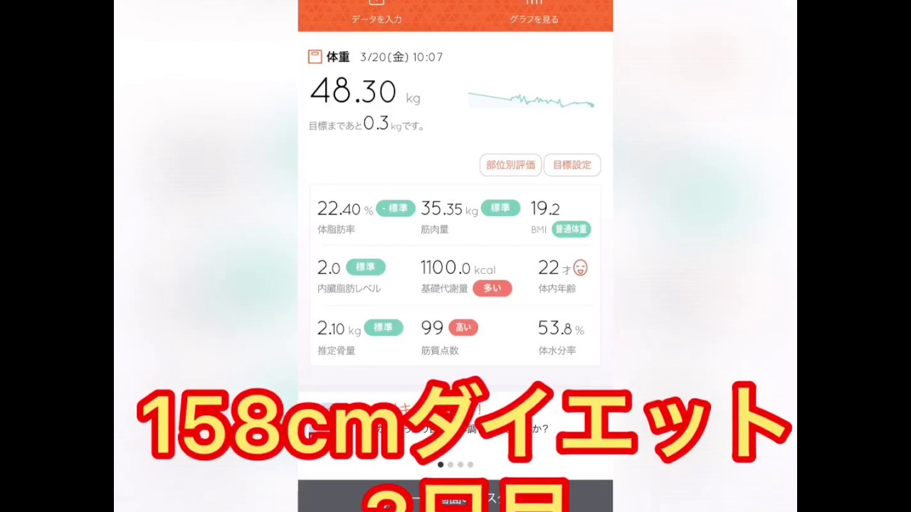 【158cm48.3kg】158cmダイエット3日目0.2kg減少