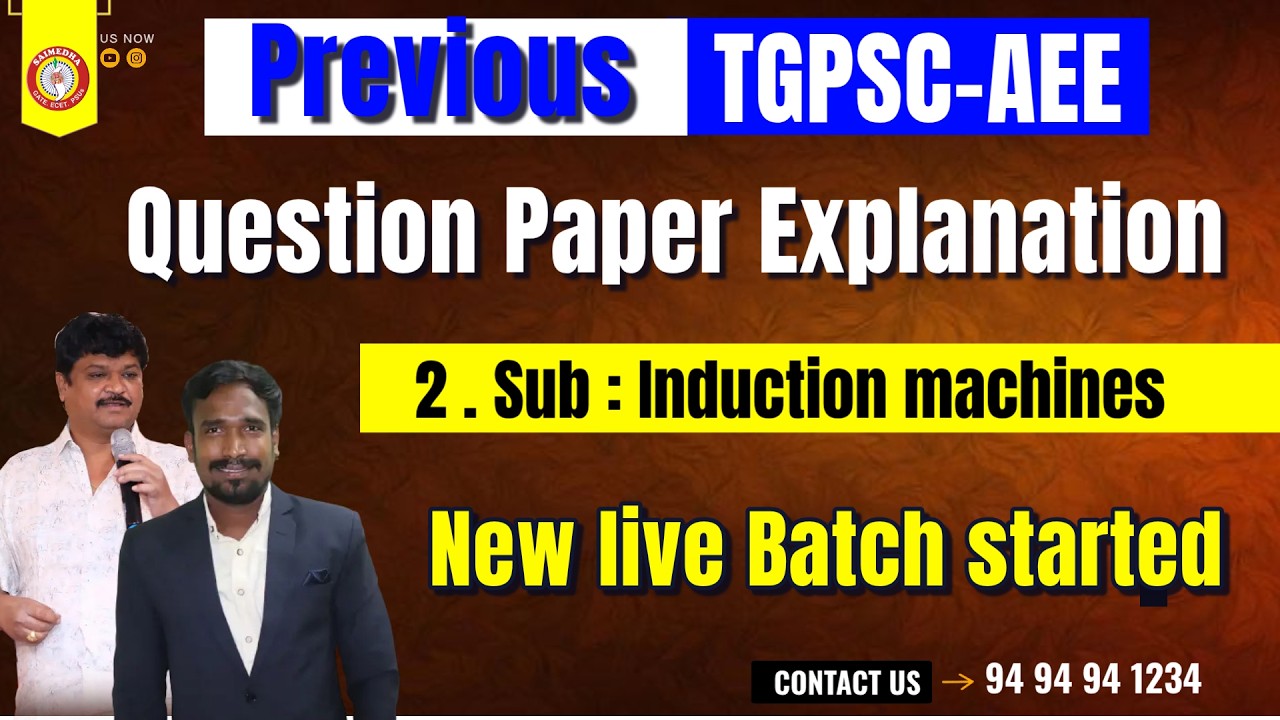 TGPSC AEE ELECTRICAL INDUCTION MACHINES Previous Questions | Most Repeated MCQs | Detailed Solutions