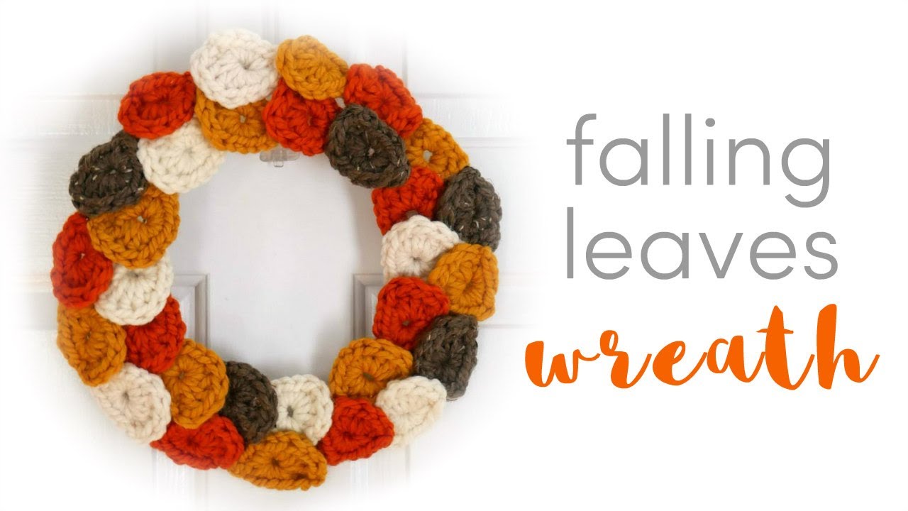 How To Crochet The Falling Leaves Wreath (Easy One Round Leaves!)