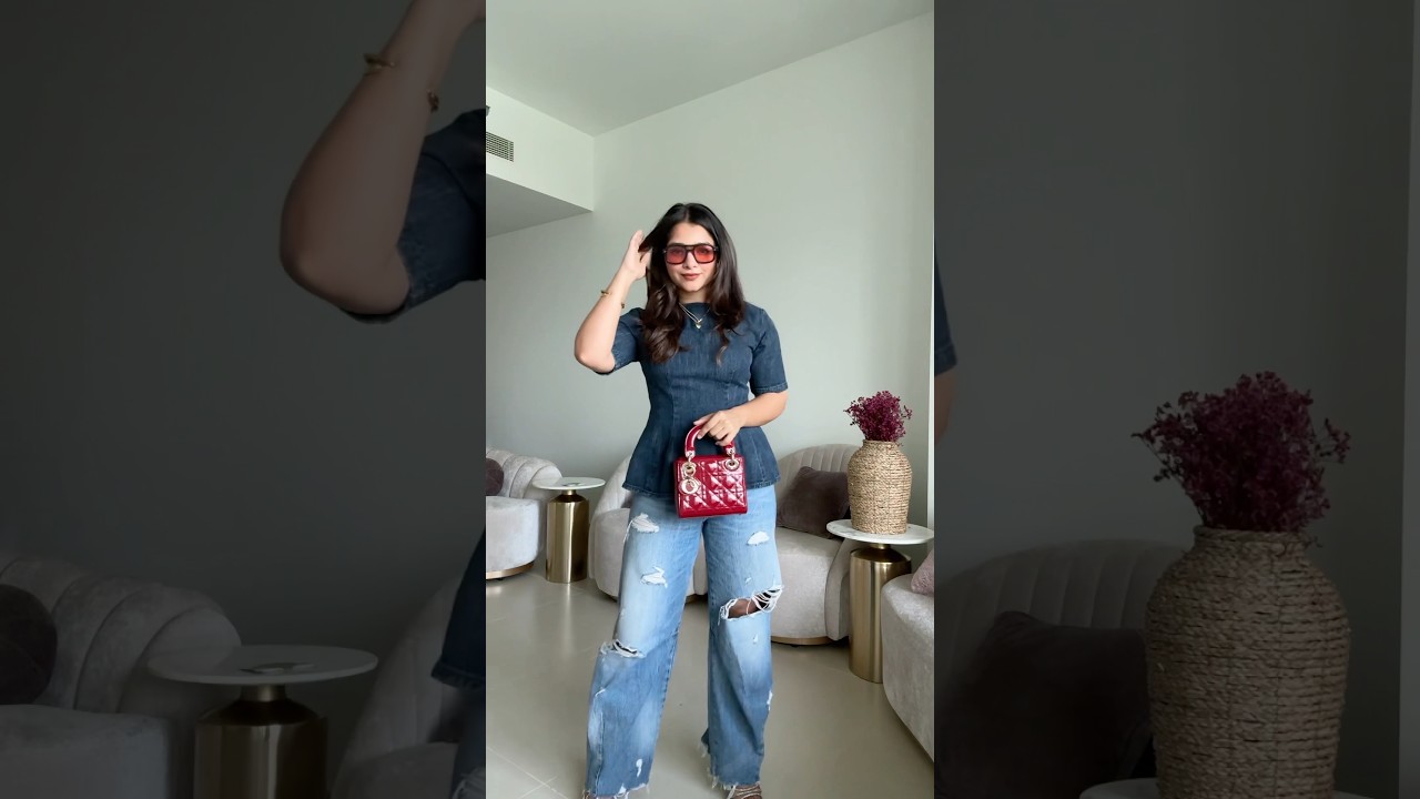 Denim peplum top! Links on Insta! #icanwearwhatiwant #style #whenyouhavenothingtowear #dubai