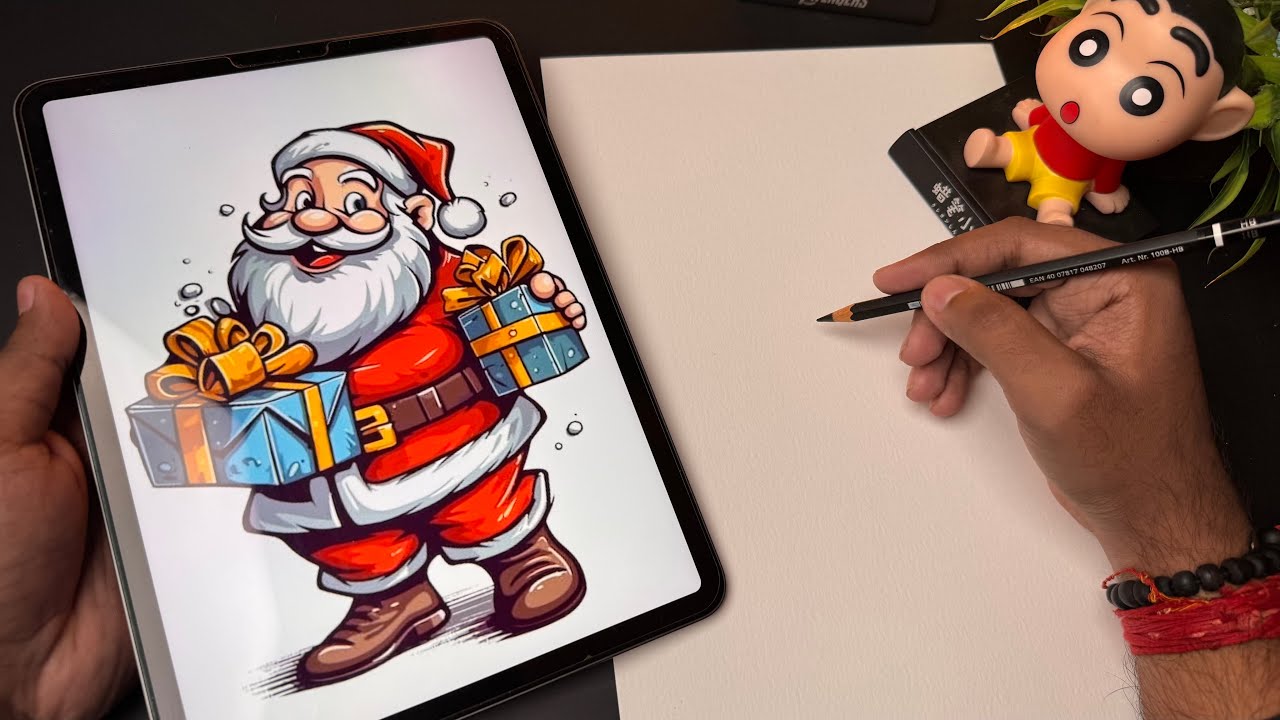 Christmas Day Drawing,  Santa Claus Drawing,  Outline Tutorial 😍
