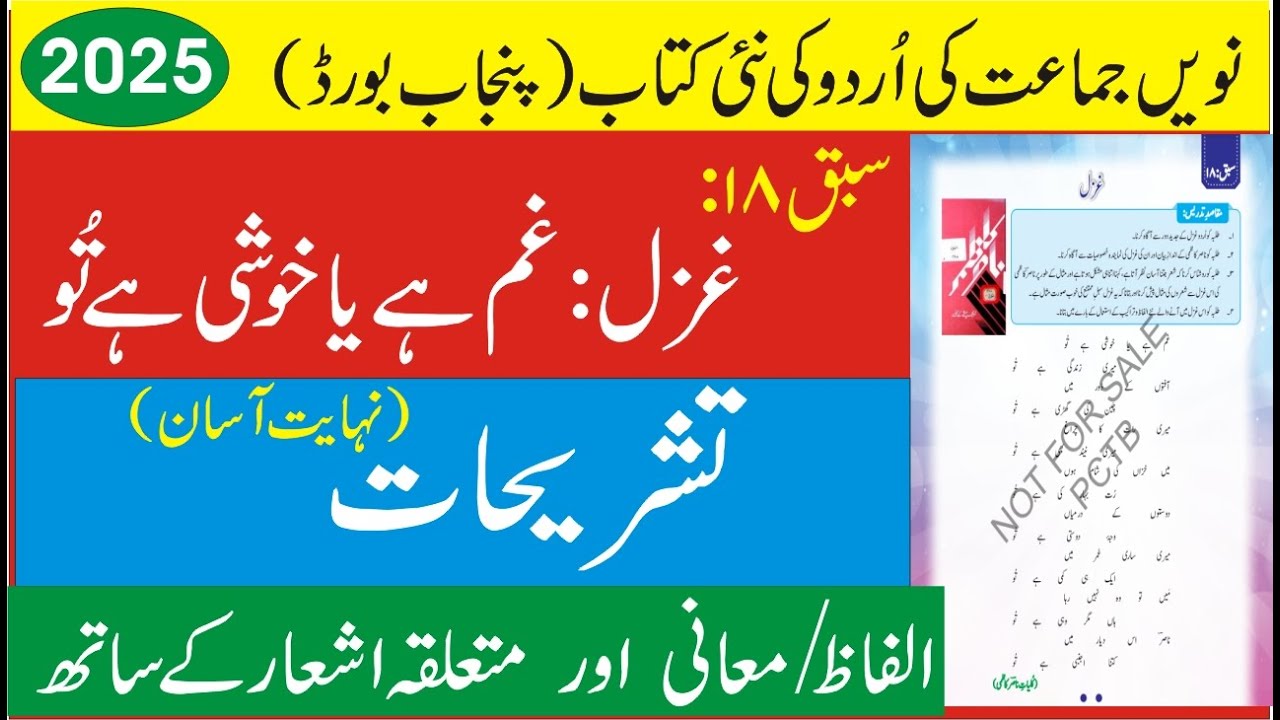 Gham Hai Ya Khushi Hai Tu Ki Tashreeh (Unit 18, 9th Class New Urdu Book of Punjab Board 2025)