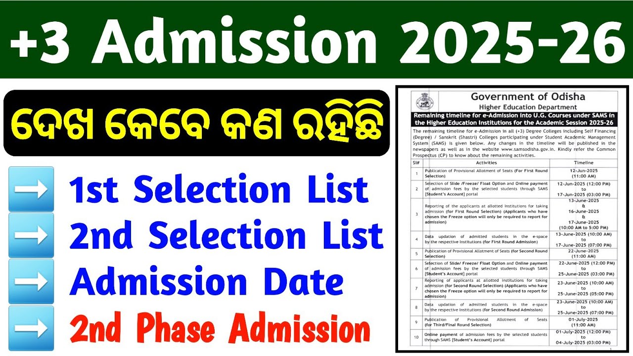 +3 Admission 2025-26 Timelines / UG Admission 2025 datelines #ugadmission #plus3admission2025