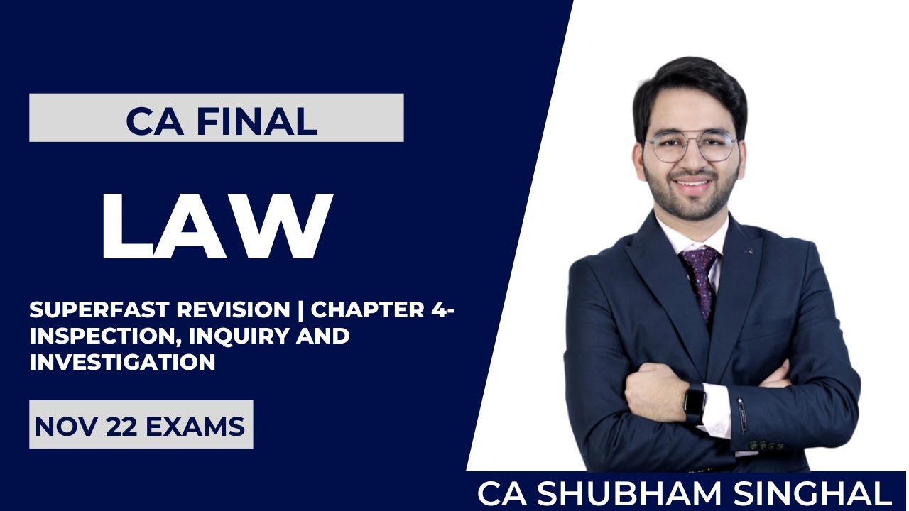 Inspection, Inquiry and Investigation Nov 2022 CA CMA Final Superfast Revision | Chapter 4 | ICAI