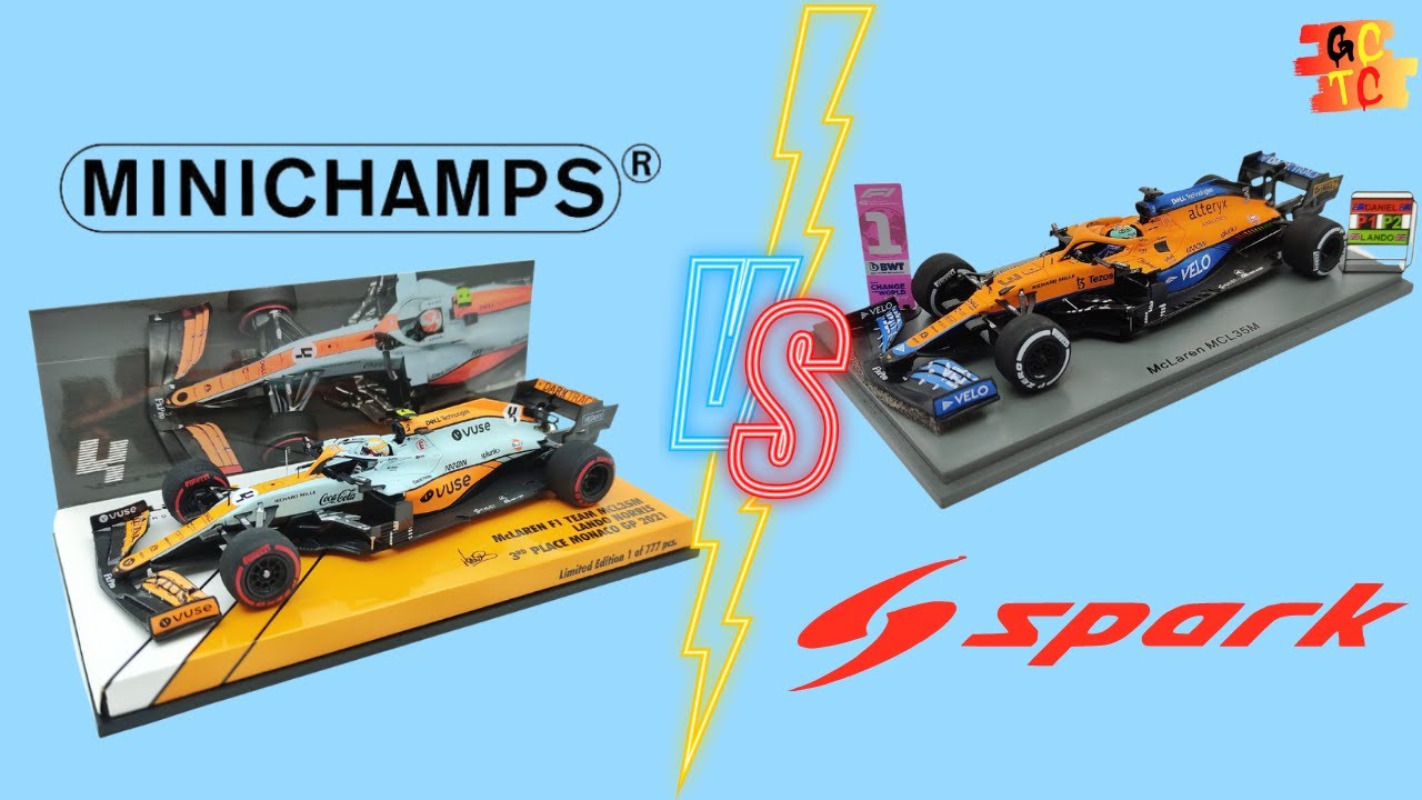 Spark против Minichamps — сравнение моделей Формулы-1 в масштабе 1/43 McLaren MCL35M 2021 Ландо Н...