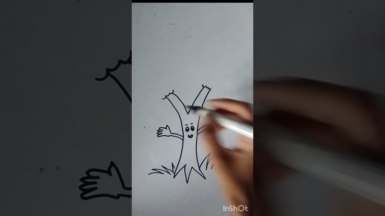 Apple tree drawing. Easy tree drawing. #drawing #catdrawing #art