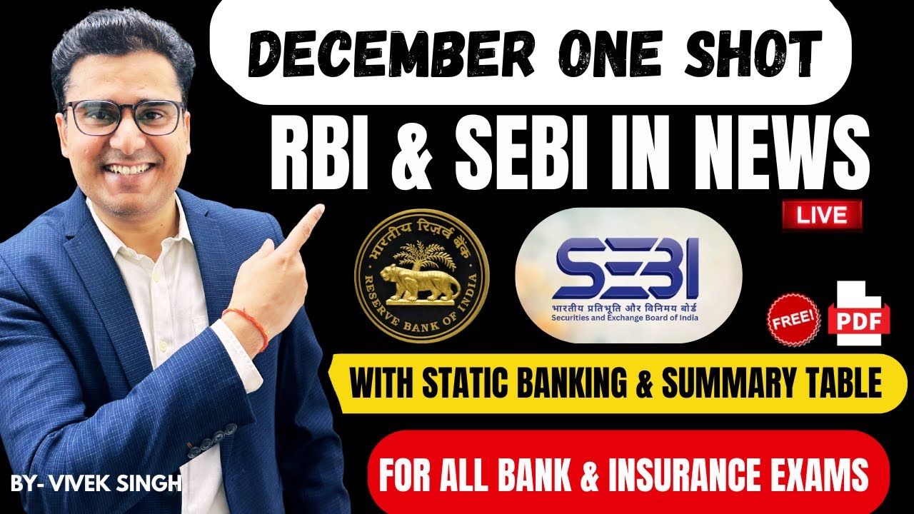 RBI & SEBI in News 2025| Banking & Financial Current Affairs December 2025 | ONE SHOT | Vivek Singh