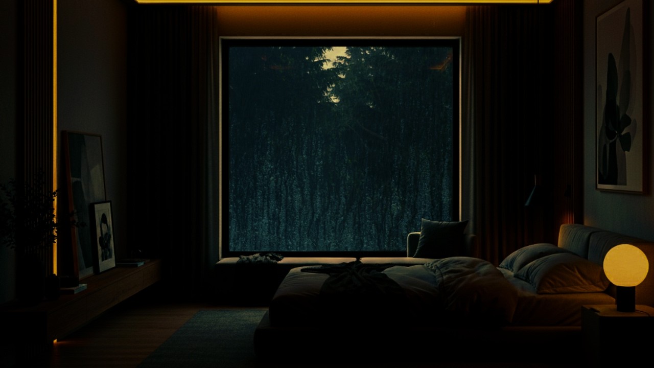 1 Hour Gentle Rain Sounds with Piano – Relaxing Sleep Music for Deep Night Rest