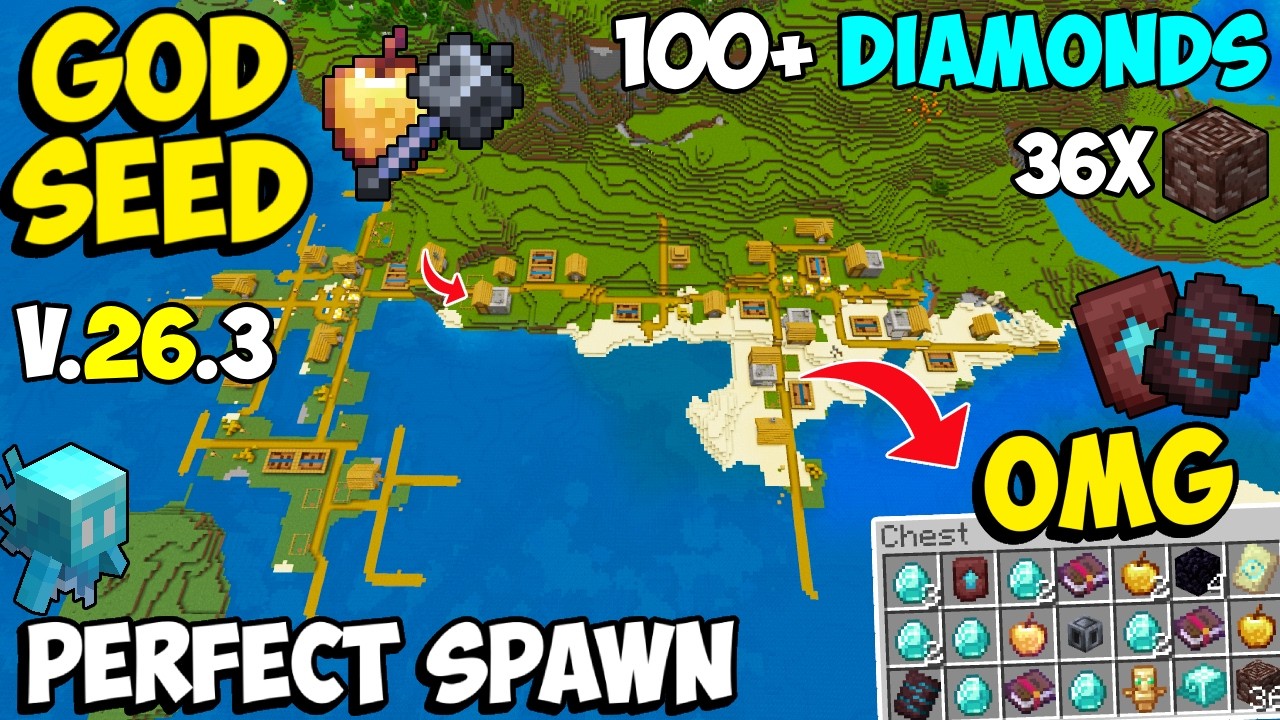 🔥Ultimate [God Seed] for Minecraft 26.3 Bedrock & PE | Huge 5 Blacksmith Village Seed Bedrock 26.3