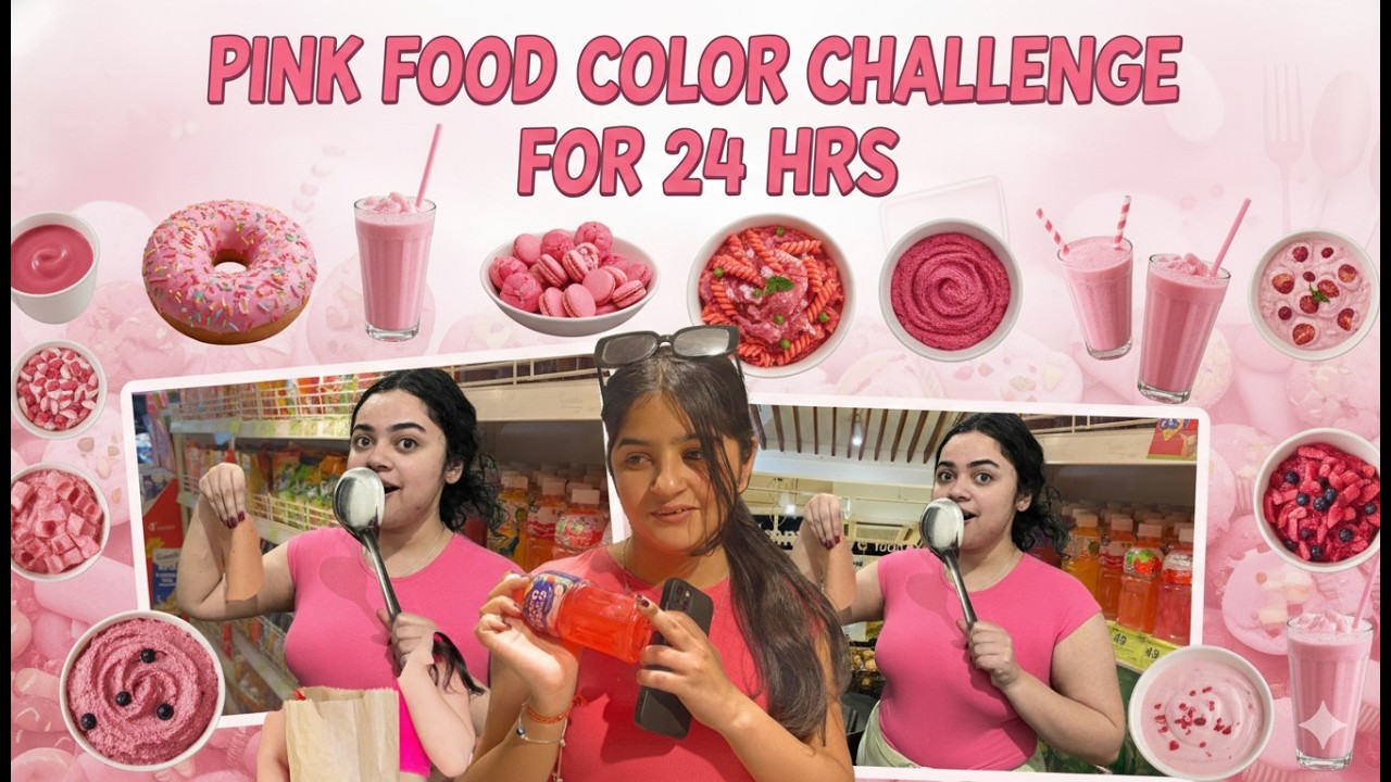 We ate Only PINK Food for 24 Hours 💕 | Don' try this | Pink Food Challenge