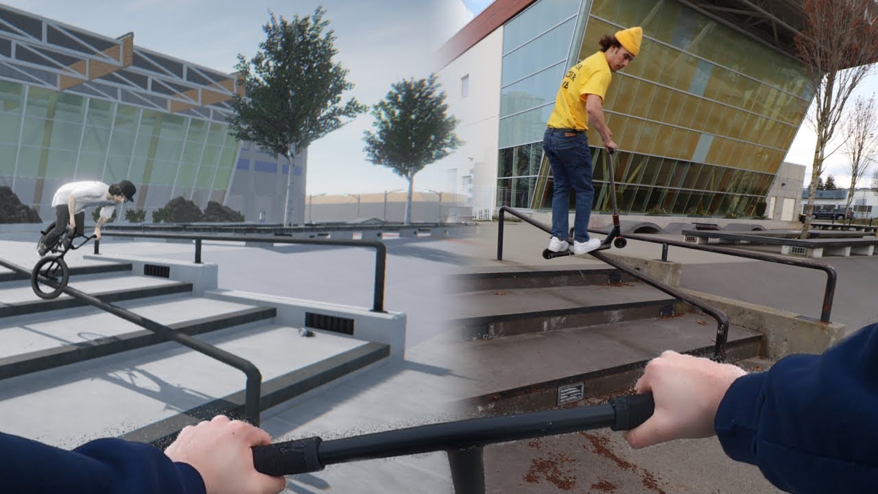 Skatepark Video Game in Real Life! Scooter Session!