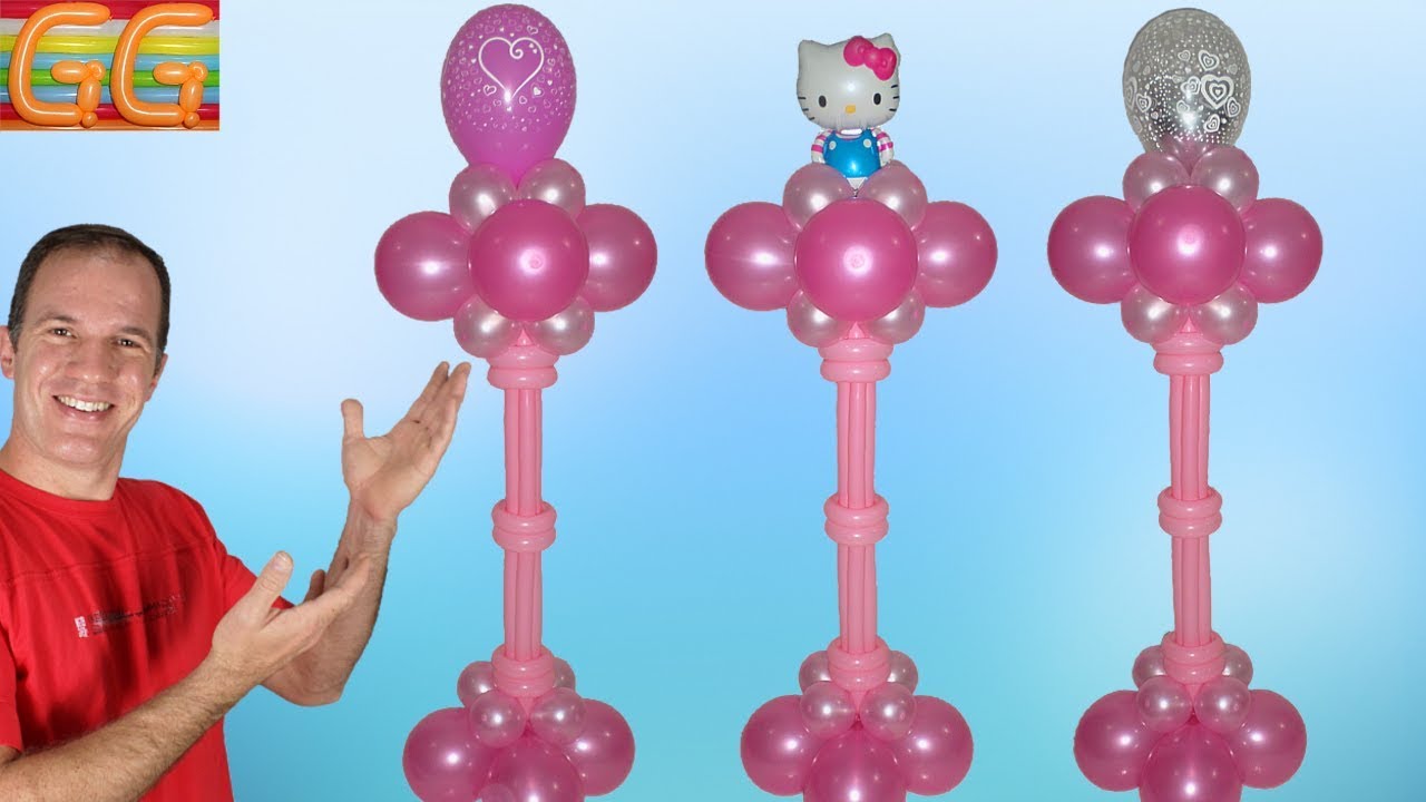 como hacer columnas de globos ( SIN BASE ) - decoraciones para cumpleaños - gustavo gg