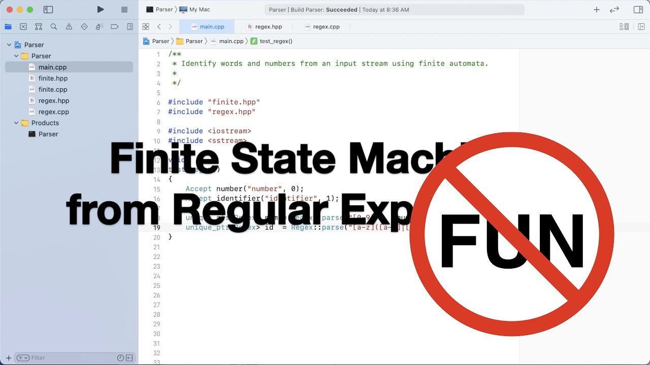 Converting Regular Expressions to Finite Automata in C++