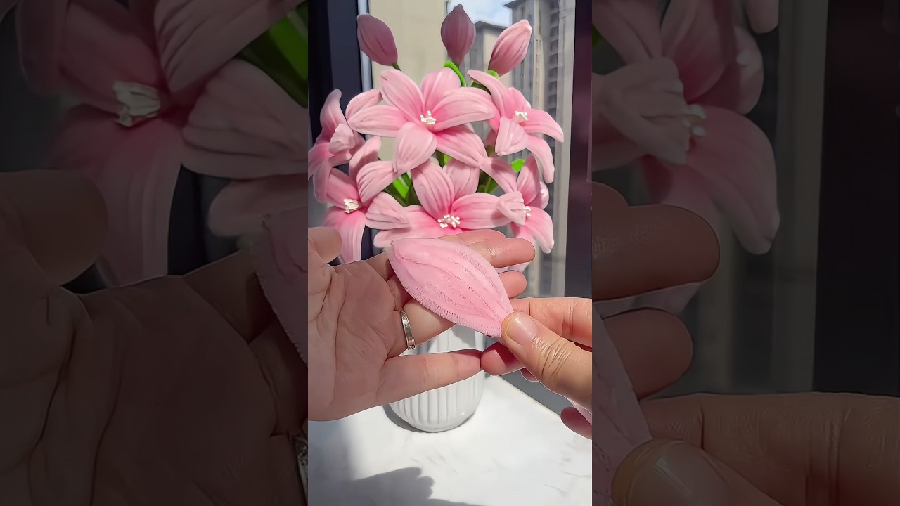 Handmade diy pipe cleaner lily flowers #diy #gift #diyflower #diycrafts #flowercraft #flower #craft