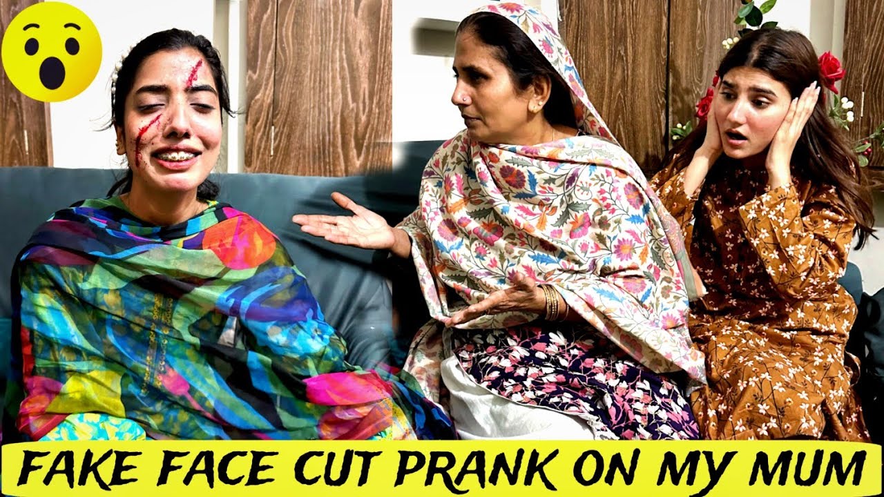 Fake Face cut Reaction Prank on My Mom@crazycomedy9838