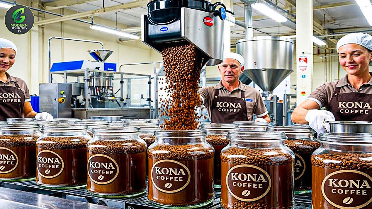 Inside a Modern Coffee Factory: From Coffee Beans to a Delicious Cup of Coffee (Full Process)