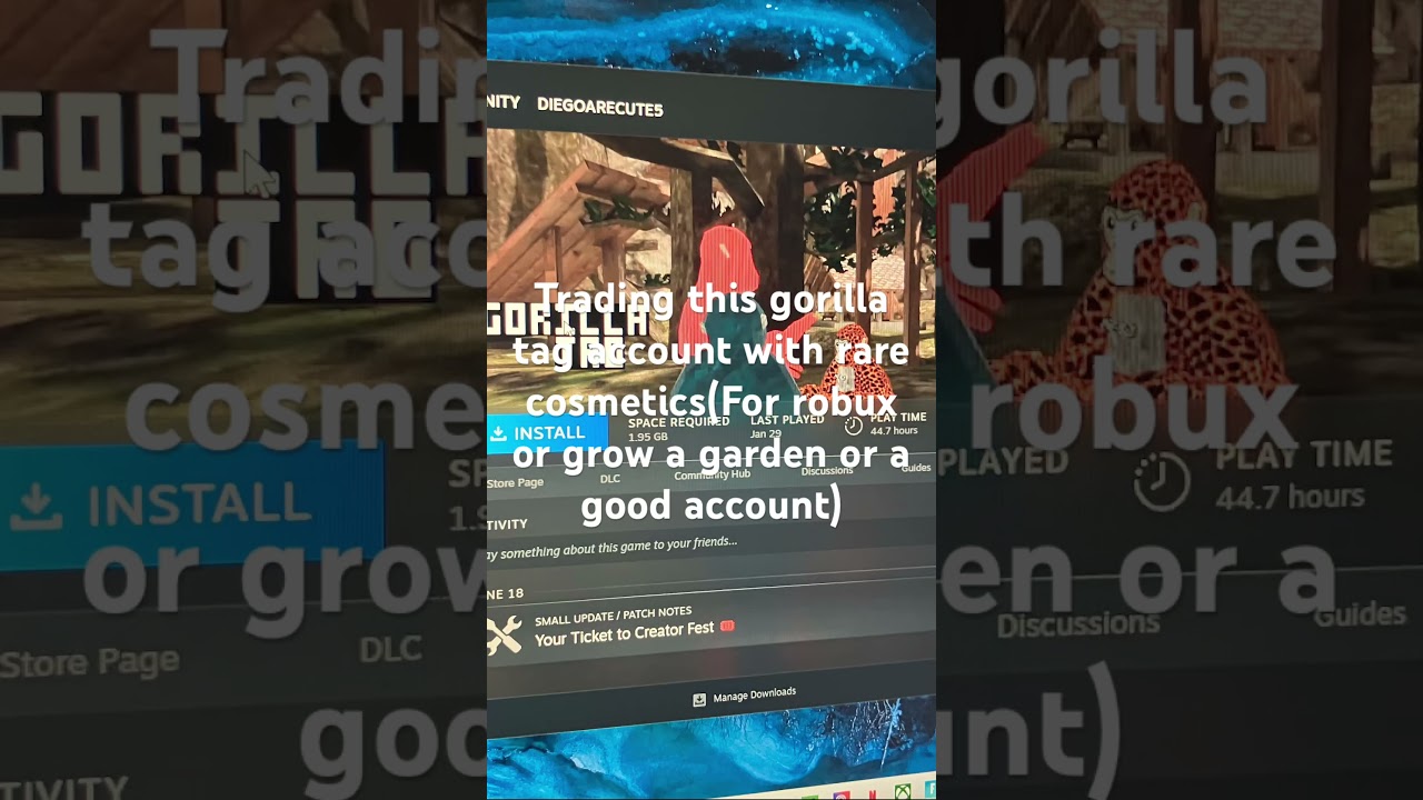 Trading this Steam gorilla tag account you can mod and do anything you want #gorillatag #mods #trade