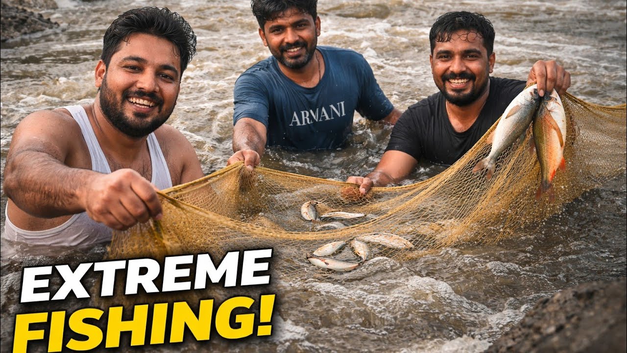 Dangerous River Fishing in Village 😱 | Extreme Net Fishing Adventure | Waheed Latif Vlogs