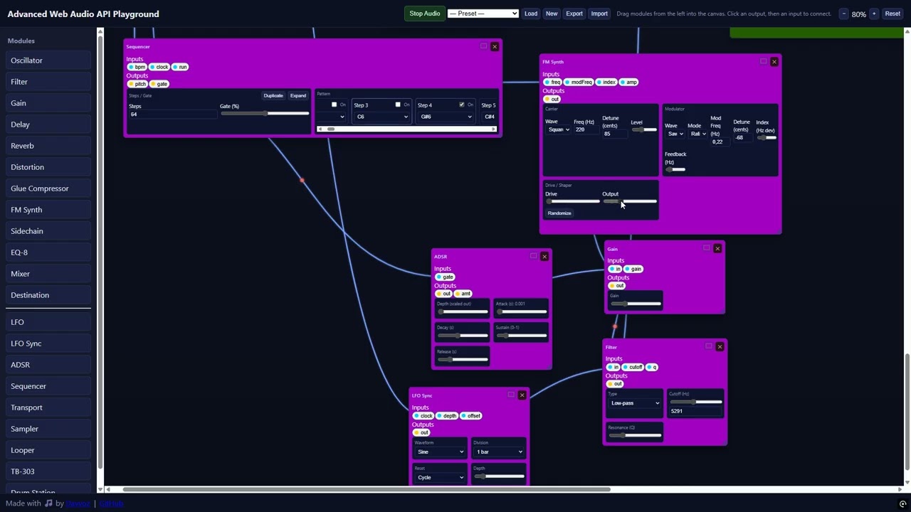 I Built a Modular Synth with Web Audio API — Acid Techno Jam