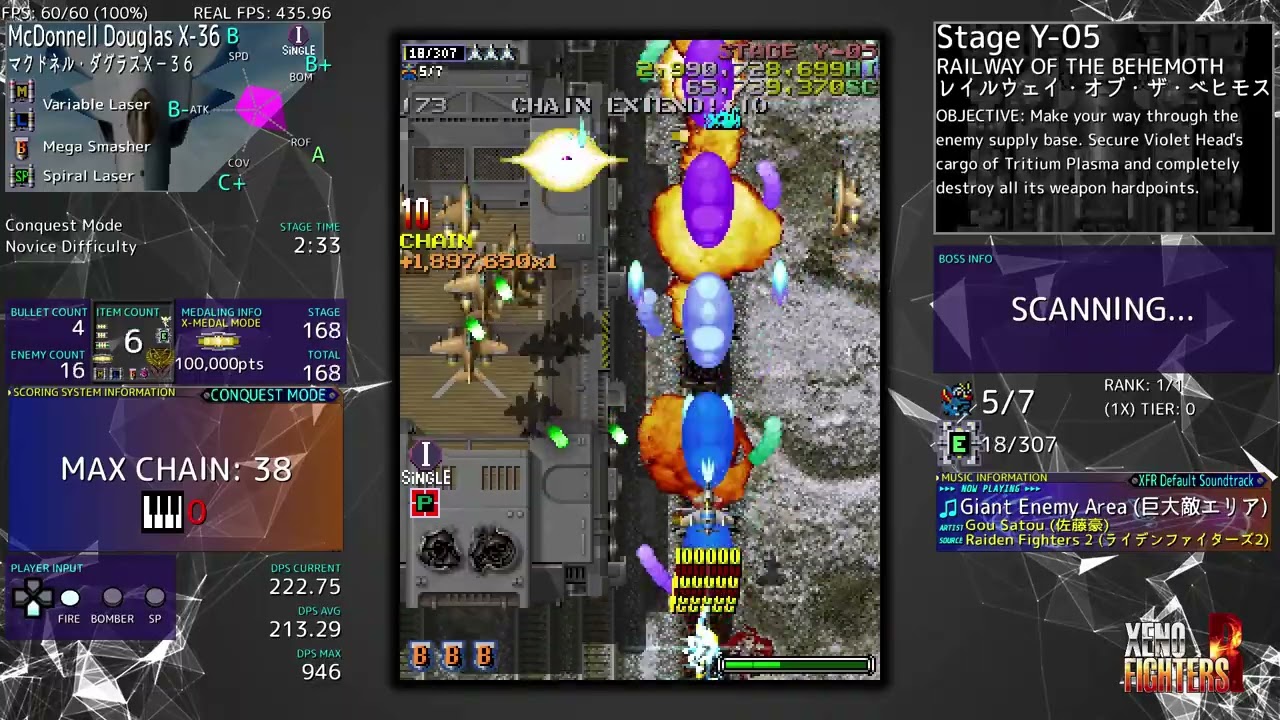 Xeno Fighters R V0.398 Private Beta Test 1 - X-36 Conquest Stage Y-05 Railway of the Behemoth