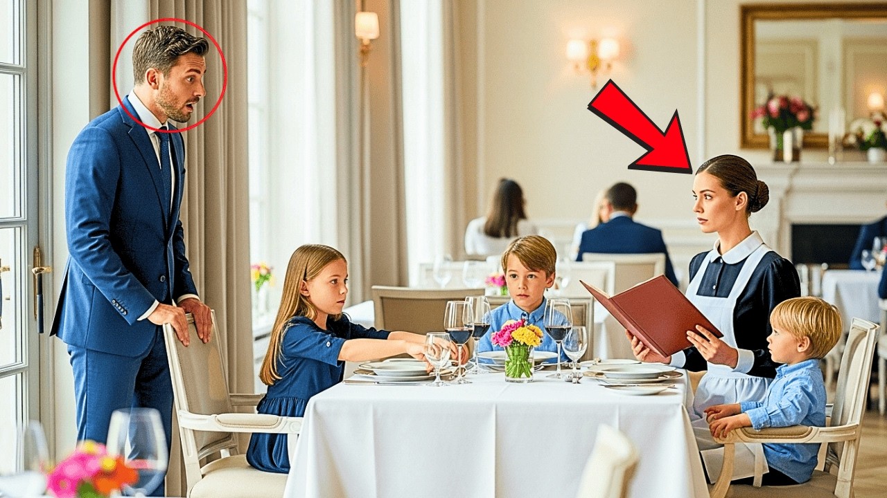 EL MILLONARIO ENTRÓ AL RESTAURANTE MÁS CARO DE LA CIUDAD.. Y VIO A SU EMPLEADA SENTADA CON SUS HIJOS