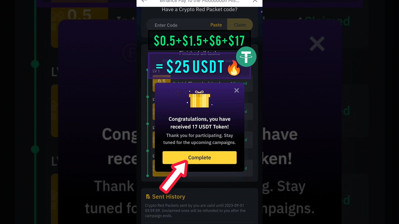Received 25 USDT || Binance Crypto Box Red Packet Payment Proof || Redeem Free USDT