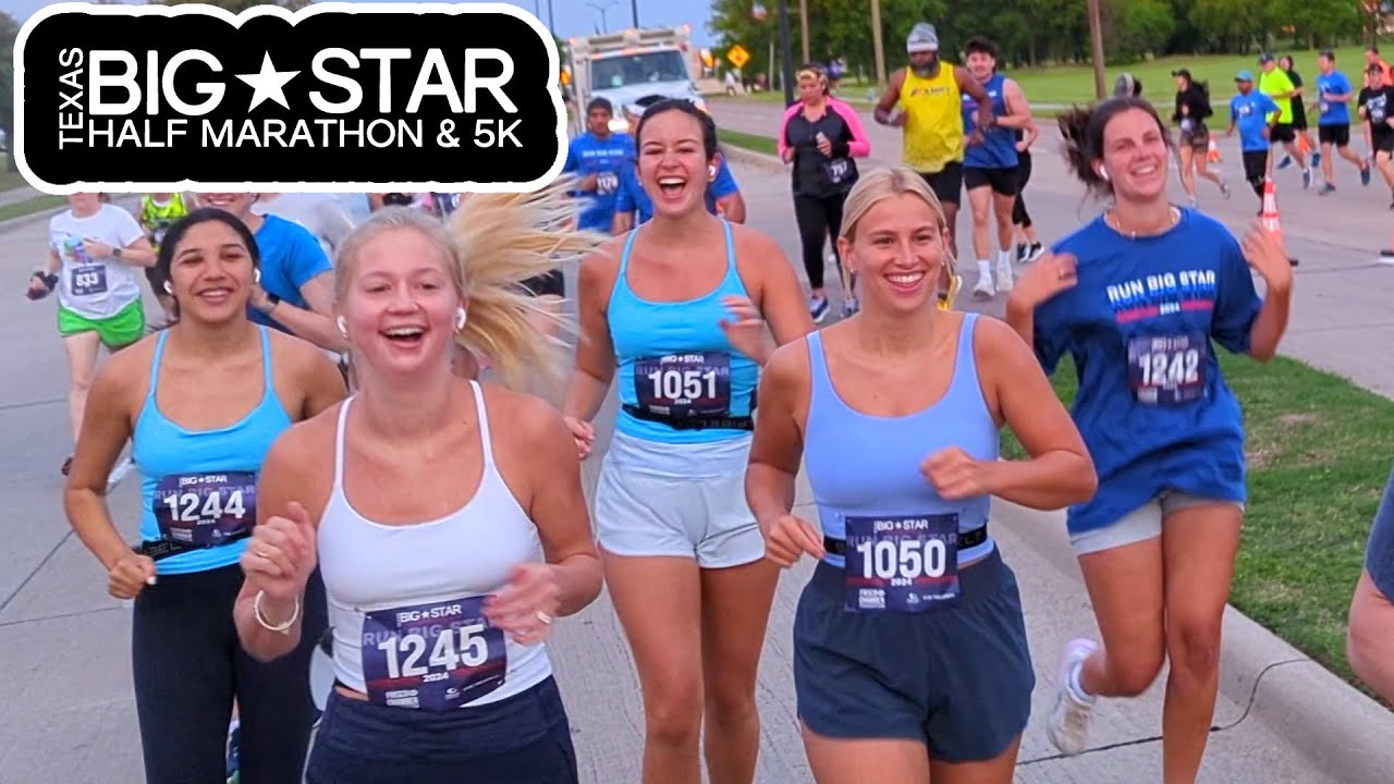 Texas Big Star Half Marathon and 5K Run, Frisco Texas 2024, Full Race First Person View, 4K 60FPS