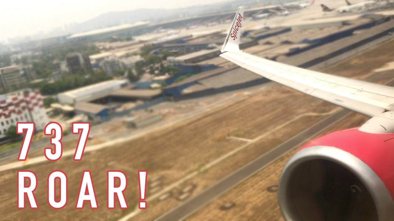 LOUD 737 ENGINE ROAR TAKEOFF FROM MUMBAI! | SPICEJET