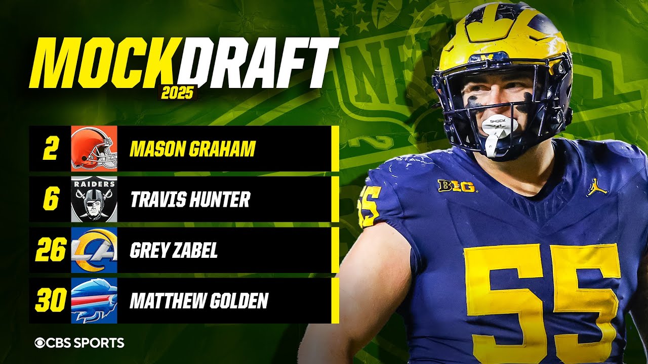 2025 NFL Mock Draft: Browns bolster defensive line with No. 2 pick, Travis Hunter falls to Raiders